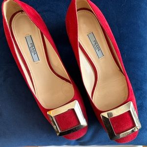 Prada red suede pumps size 7